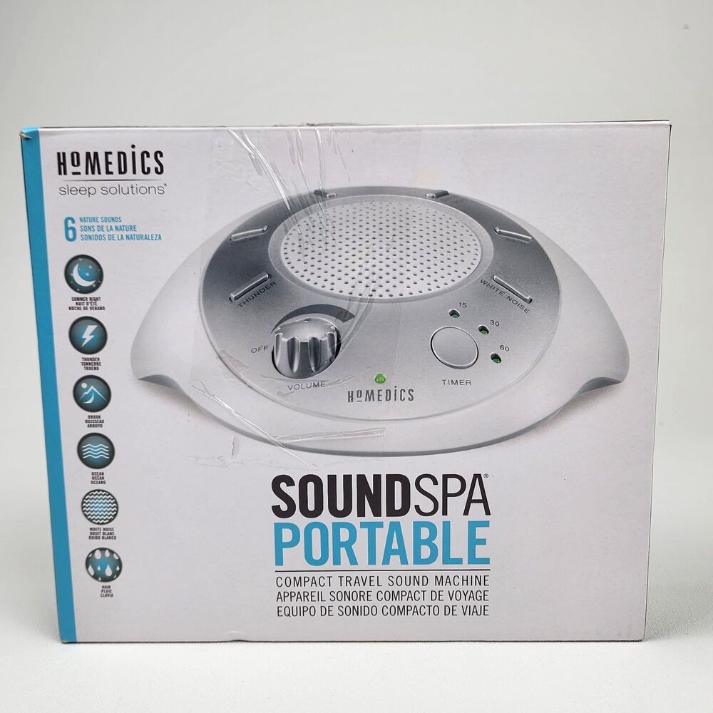 Homedics SoundSleep SS-2000 White Noise Sound Machine Silver Portable Travel Sle